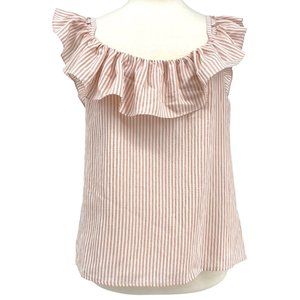 Club Monaco Asmund Striped Ruffle Top NWT Sz L